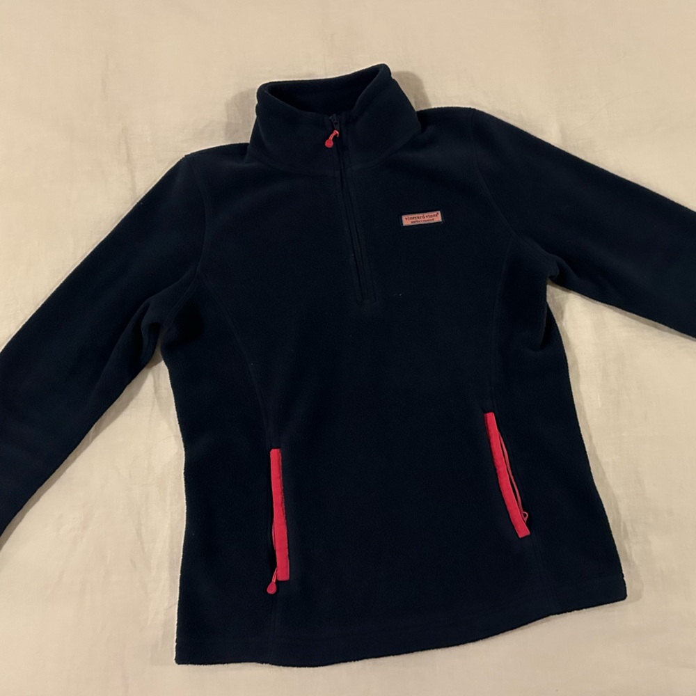 Vineyard and vines blue fleece quarter zip jacket size small